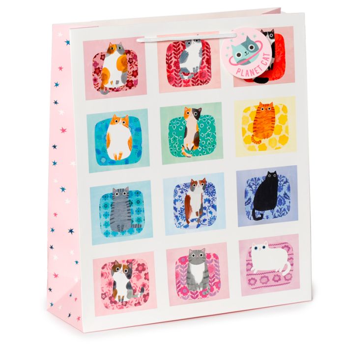 Ajándéktasak 35x40x12cm, Karácsonyi - Űrmacska - Planet Cat