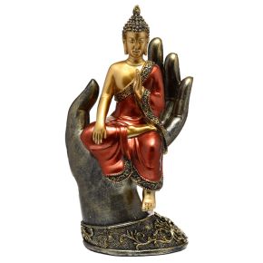 Thai Buddha - Arany és Vörös - Kézen Ülő Thai Buddha - Arany és Vörös - Kézen Ülő
