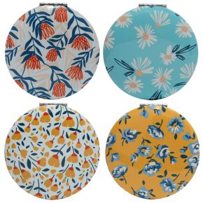 Kompakt Tükör, Fém - Pünkösdi Rózsa, Protea Virág, Boglárka Virág és Margaréta