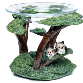 Aromalámpa, Rézina - Üveg Tálkával - Baglyok a Fa Alatt